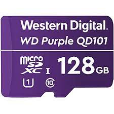 [MEM-SWD-0877] MEMORIA MICRO SD 128GB C10 U1 V10 R/W 100/60 MBPS WD PURPLE QD101 SURVIELLANCE WDD128G1P0C/128GB Garantia 5 años