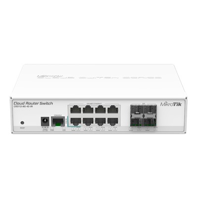 [CRS112-8G-4S-IN] Cloud Switch Router 8 Puertos Gigabit Ethernet y 4 Puertos SFP, throughput 975 kpps